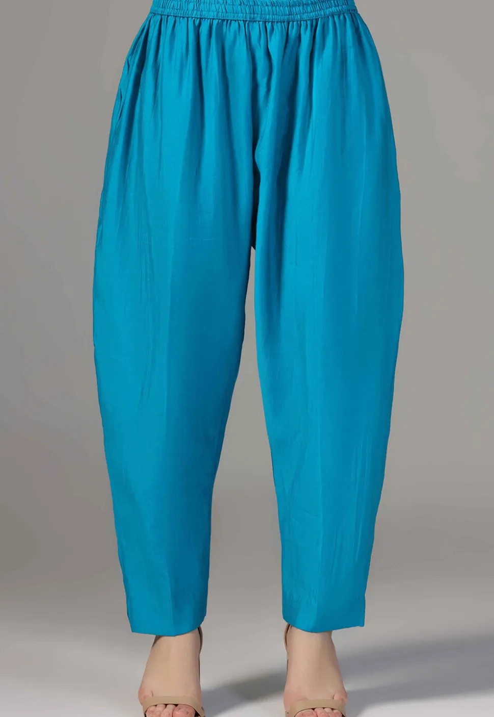 Hand Embroidered Chanderi Cotton Pakistani Suit in Blue