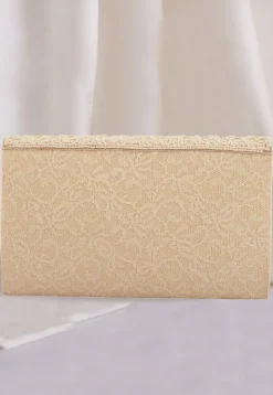 Hand Embroidered Chantelle Net Clutch Bag in Cream