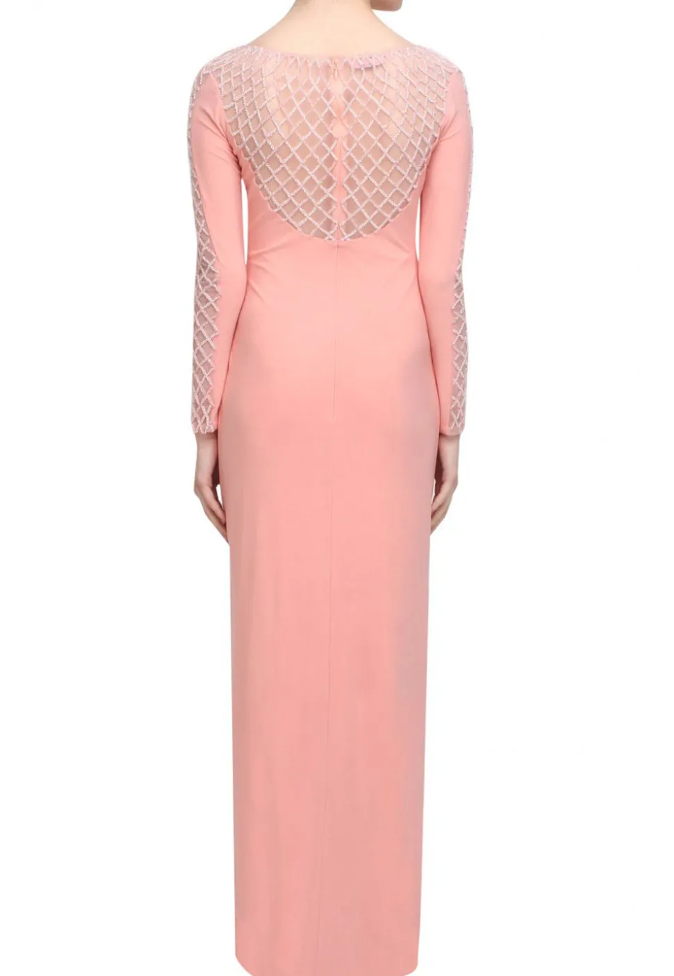 Hand Embroidered Georgette Gown in Peach