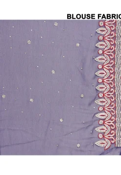 Hand Embroidered Georgette Saree in Navy Blue