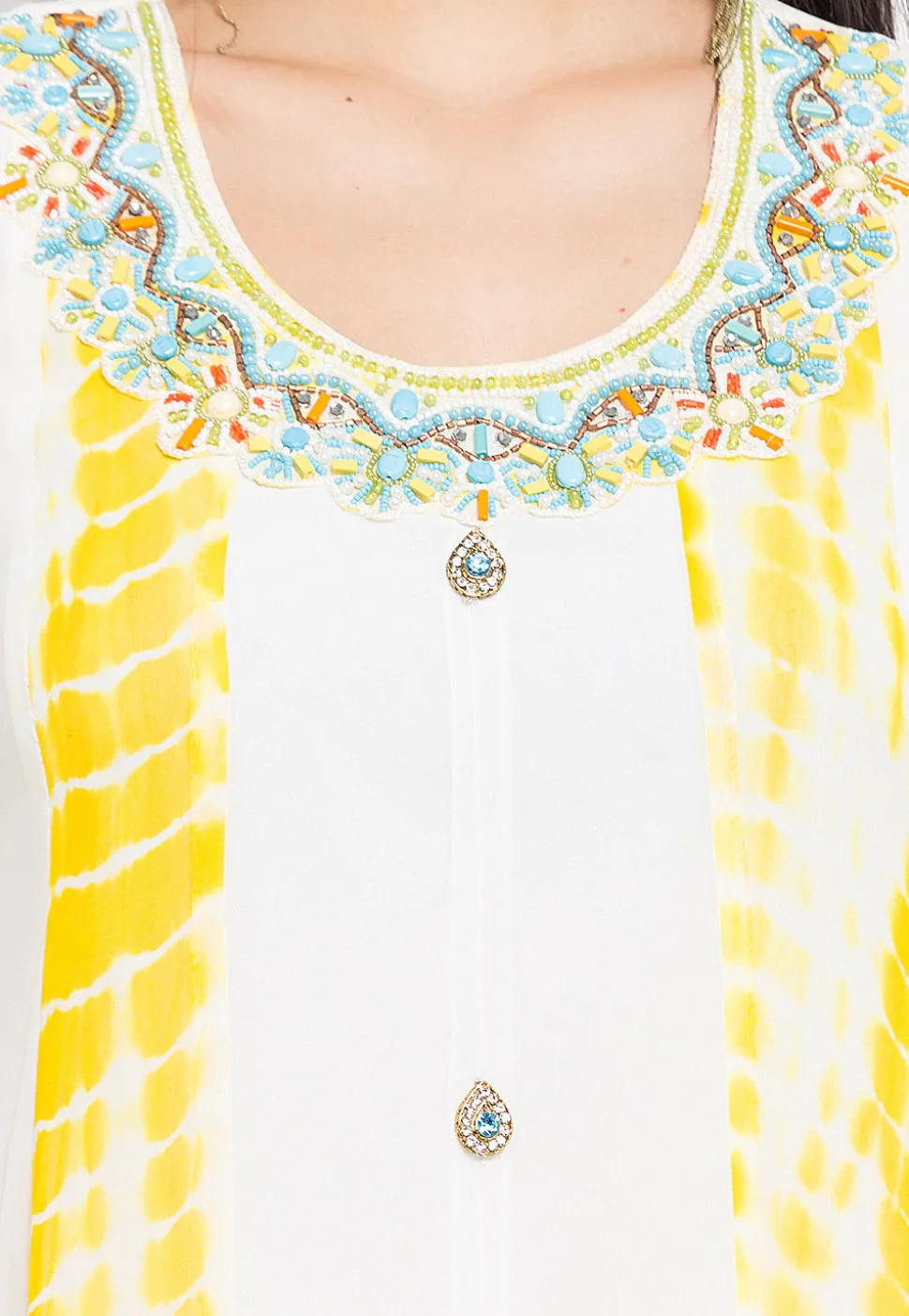 Hand Embroidered Georgette Anarkali Suit in Off White