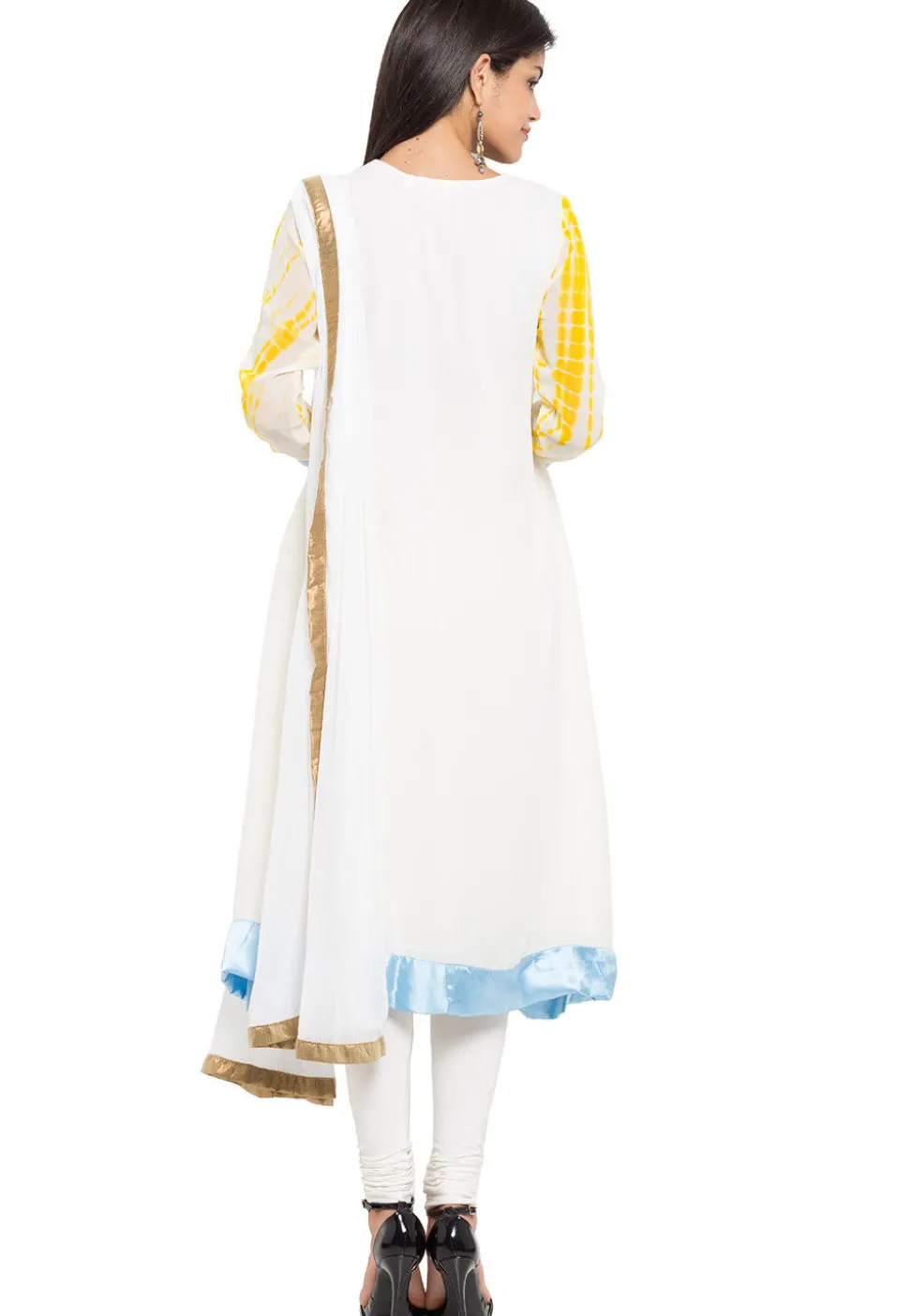Hand Embroidered Georgette Anarkali Suit in Off White