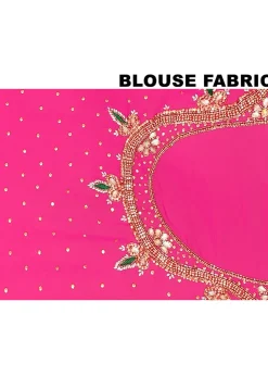 Hand Embroidered Georgette Scalloped Saree in Fuchsia