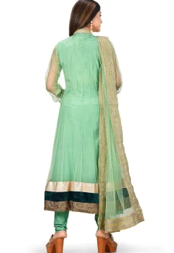 Hand Embroidered Net Anarkali Suit in Sea Green