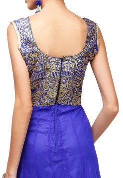 Hand Embroidered Net Anarkali Suit in Blue