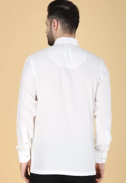 Hand Embroidered Polyester Shirt in White