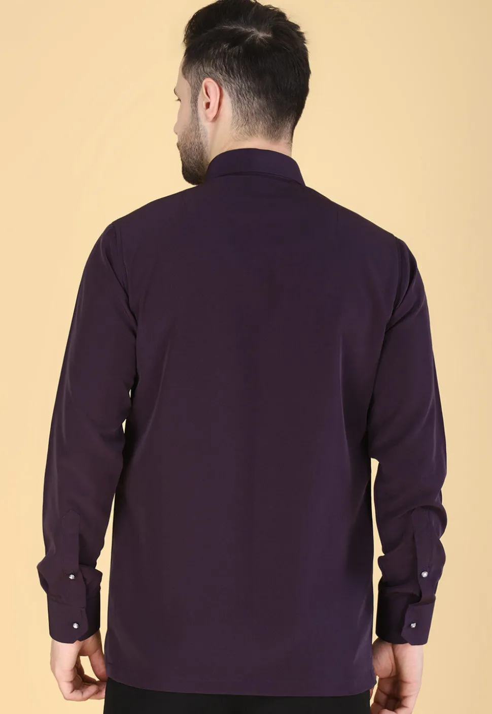 Hand Embroidered Polyester Shirt in Violet