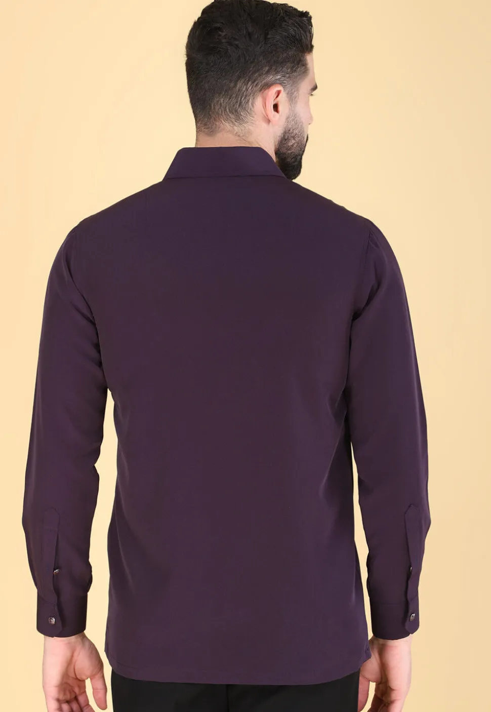 Hand Embroidered Polyester Shirt in Violet