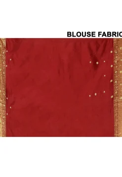 Hand Embroidered Pure Kanchipuram Saree in Green and Maroon