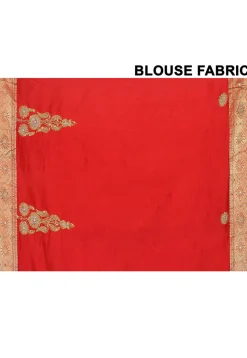 Hand Embroidered Pure Kanchipuram Silk Saree in Pink