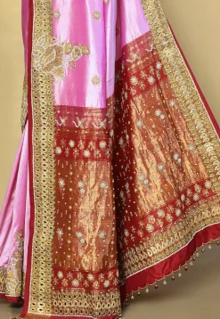 Hand Embroidered Pure Kanchipuram Silk Saree in Light Purple