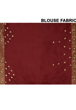 Hand Embroidered Pure Kanchipuram Saree in Orange and Maroon
