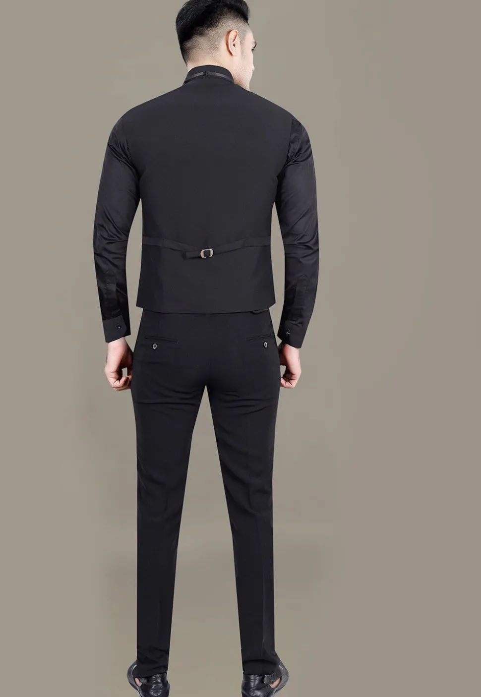 Hand Embroidered Terry Rayon Jacquard Suit Set in Black