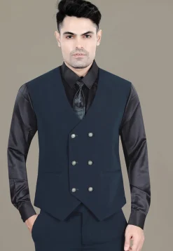 Hand Embroidered Terry Rayon Jacquard Blazer in Teal Blue