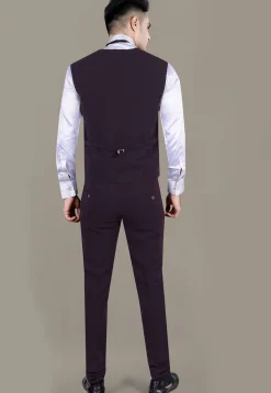 Hand Embroidered Terry Rayon Jacquard Suit Set in Wine
