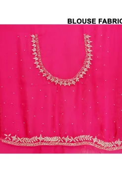 Hand Embroidered Tissue Silk Saree in Fuchsia