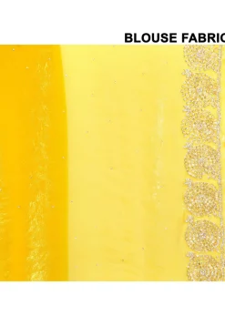 Hand Embroidered Tissue Silk Saree in Yellow
