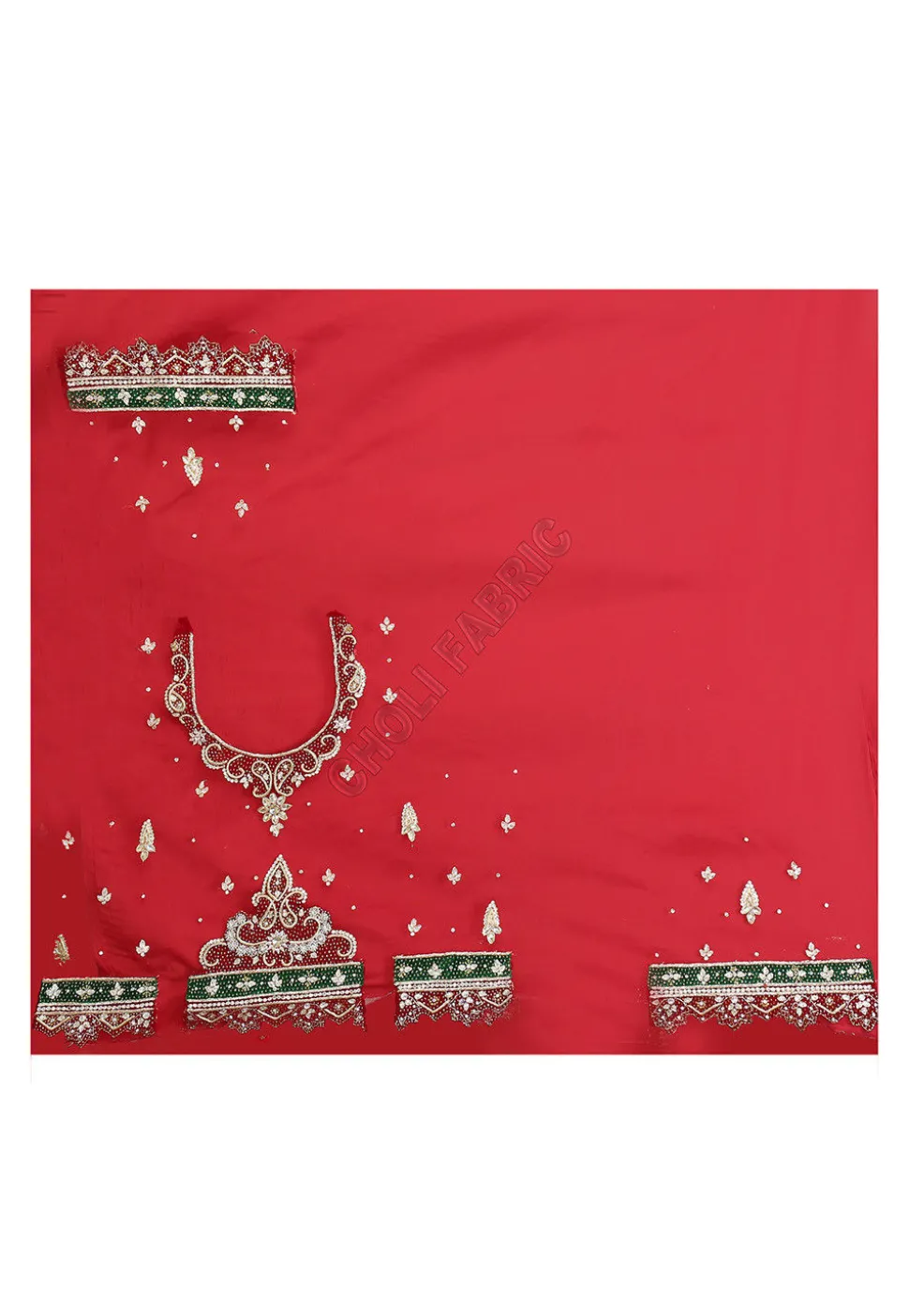 Hand Embroidered Velvet Lehenga in Red