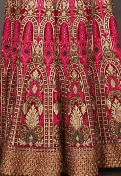 Hand Embroidered Velvet Lehenga in Red