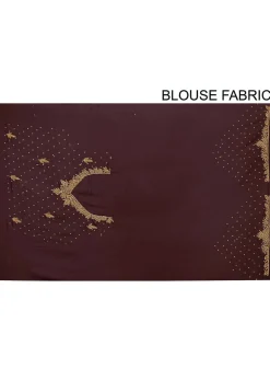 Hand Embroidered Viscose Georgette Saree in Dark Brown