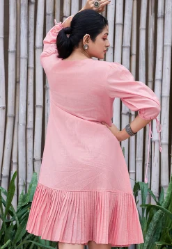 Hand Painted Cotton Dress in Pink