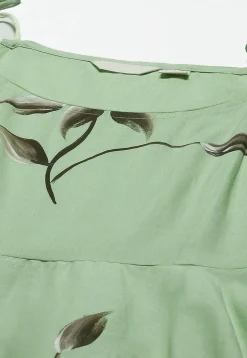 Hand Painted Cotton Tie Up Pakistani Suit in Pastel Green