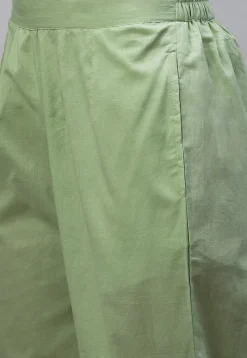 Hand Painted Cotton Tie Up Pakistani Suit in Pastel Green