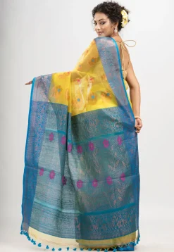 Handloom Art Silk Saree in Yellow