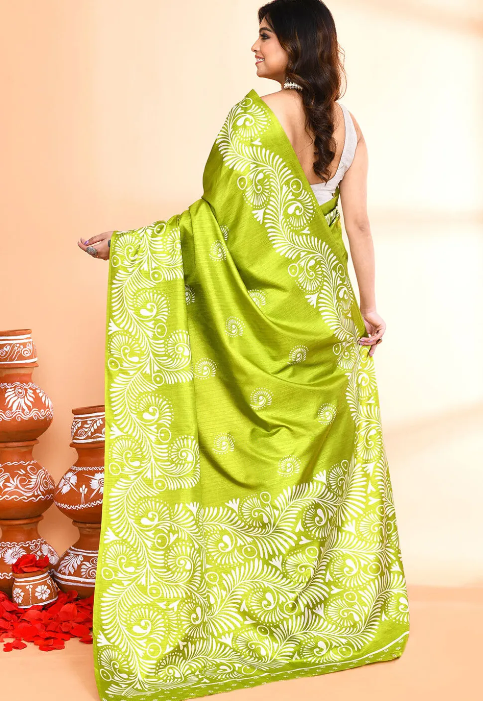 Handloom Art Silk Saree in Green