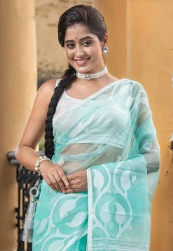 Handloom Art Silk Saree in Light Blue