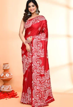 Handloom Art Silk Saree in Maroon