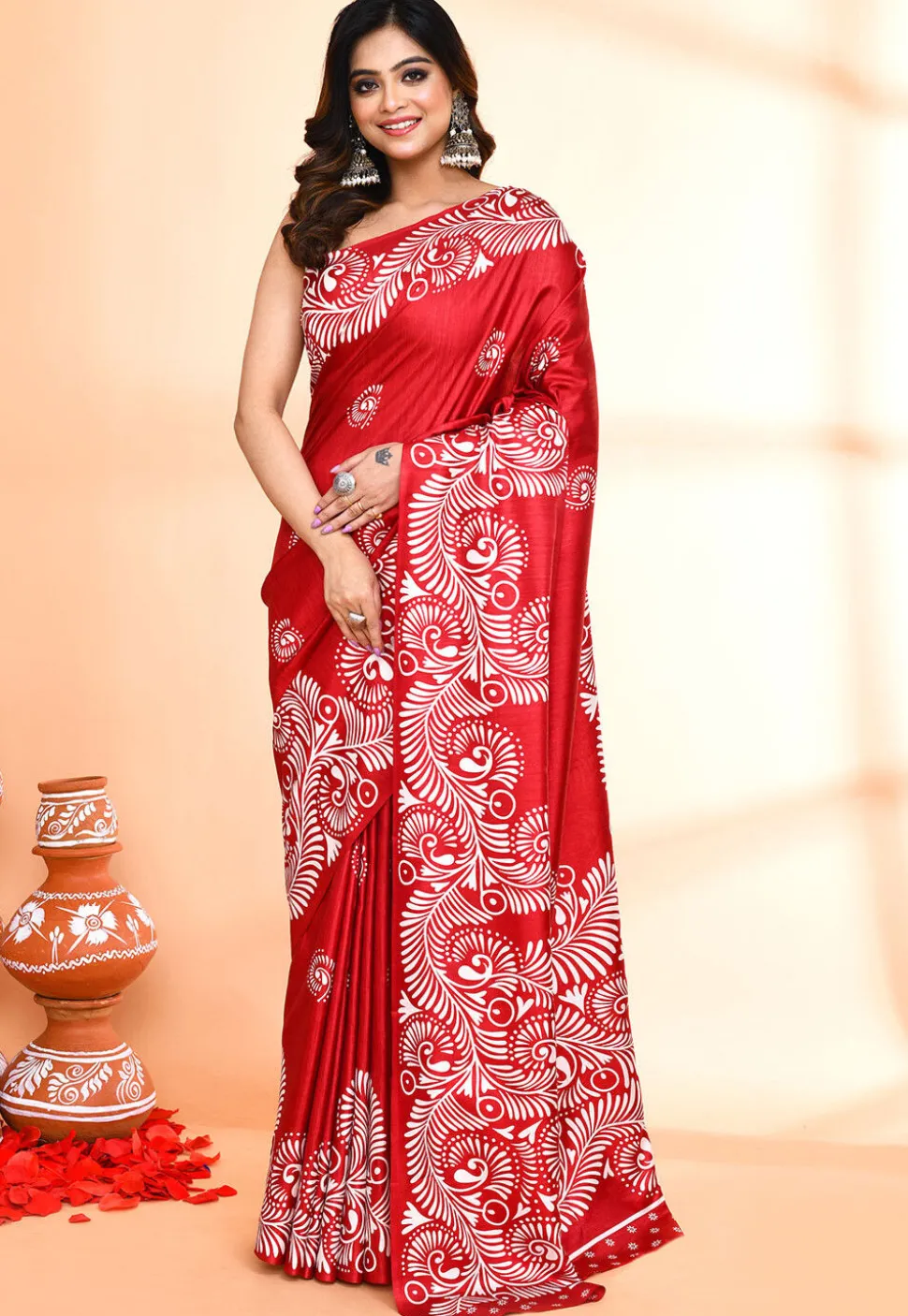 Handloom Art Silk Saree in Maroon