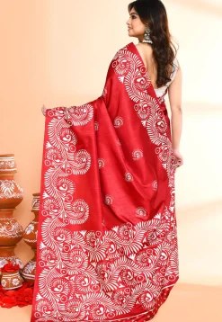 Handloom Art Silk Saree in Maroon