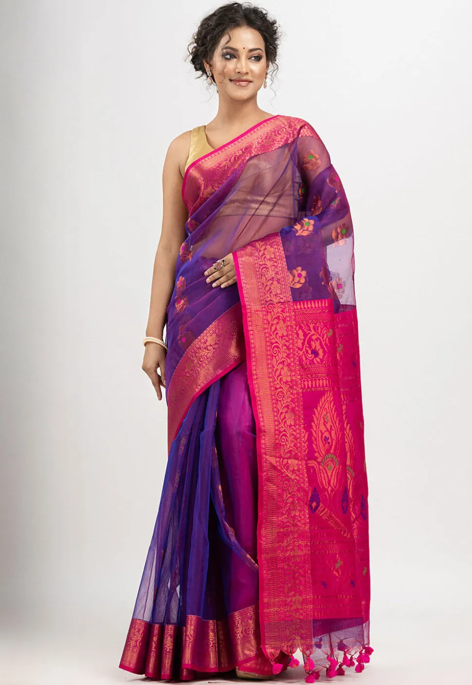 Handloom Art Silk Saree in Purple