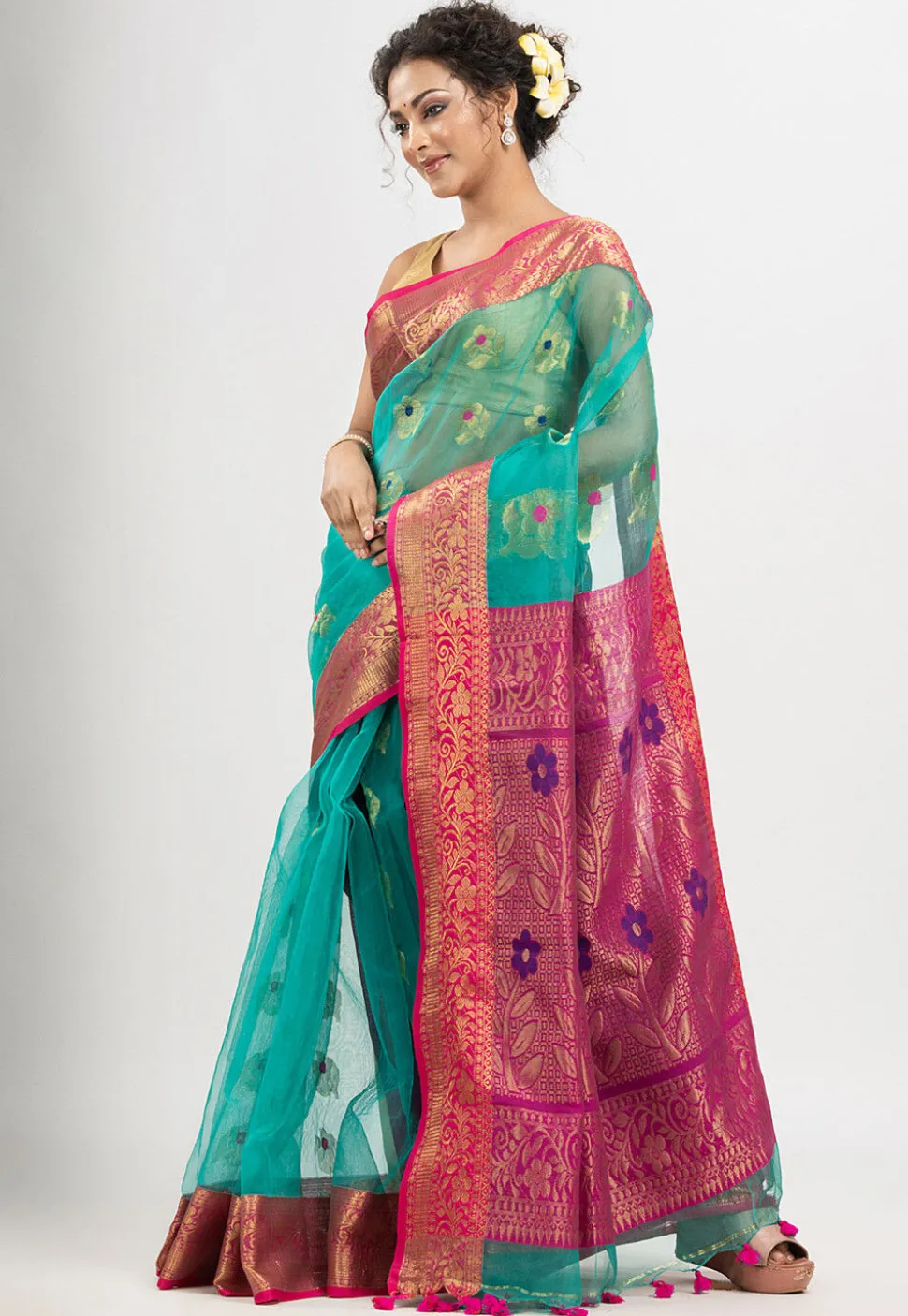 Handloom Art Silk Saree in Sea Green