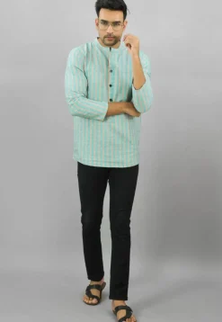 Handloom Cotton Kurta in Light Green