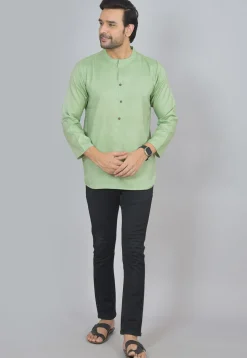 Handloom Cotton Kurta in Light Green
