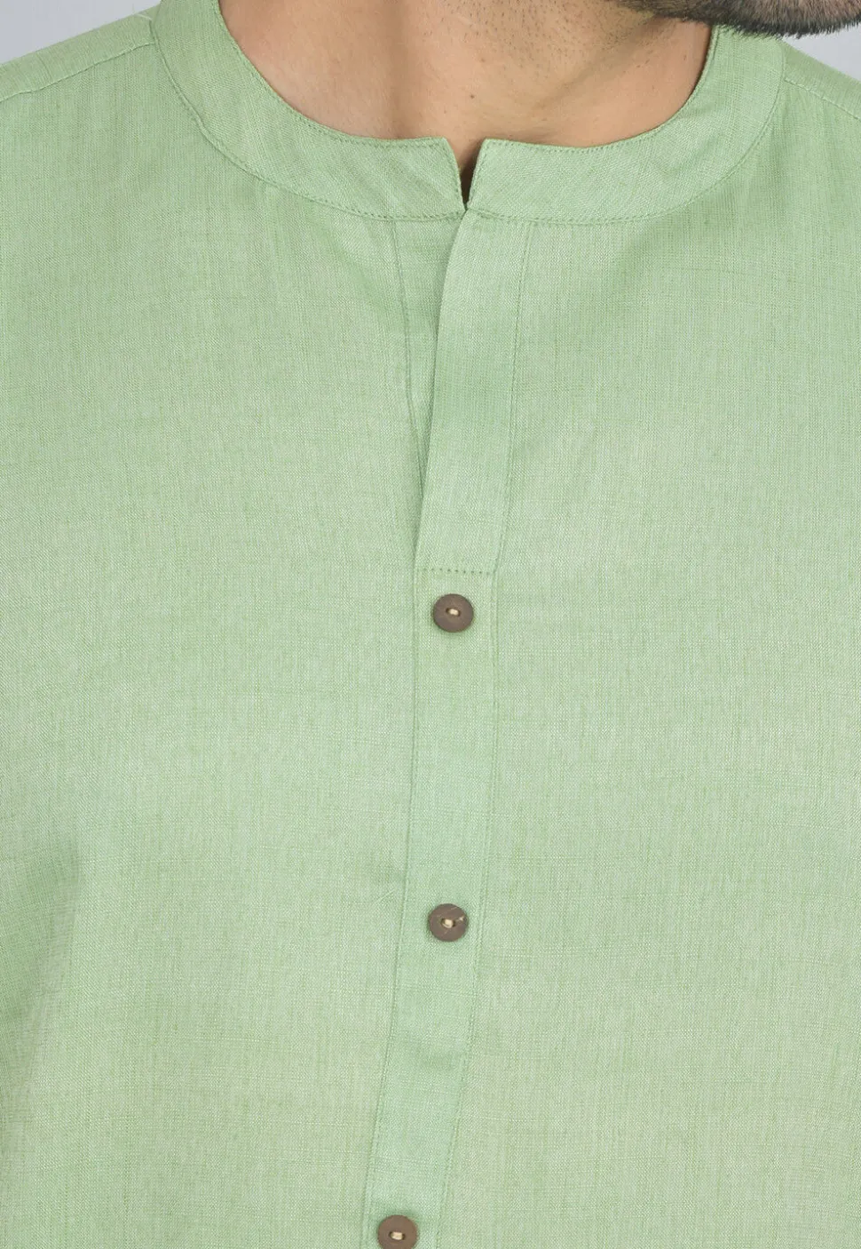 Handloom Cotton Kurta in Light Green