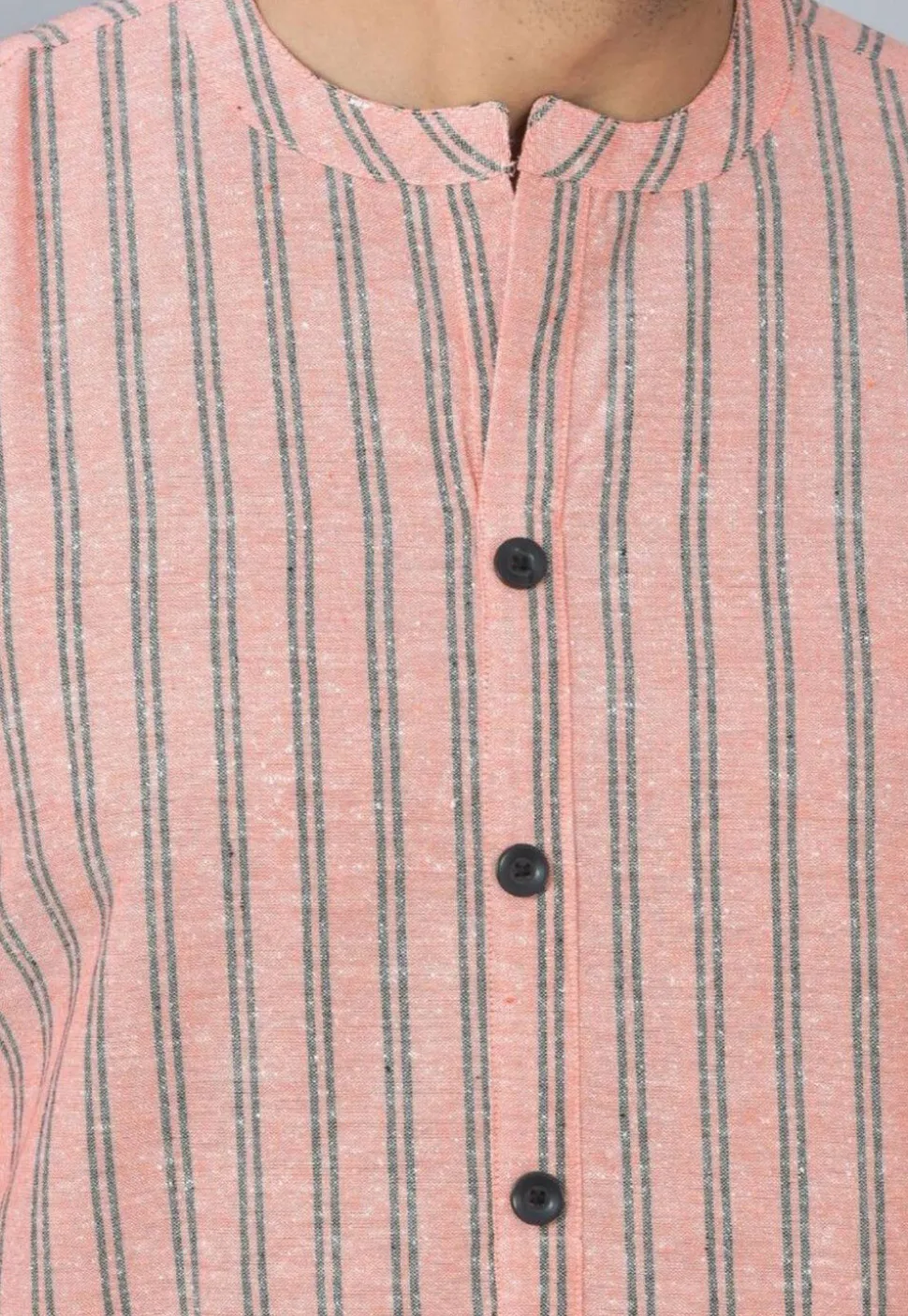 Handloom Cotton Kurta in Peach