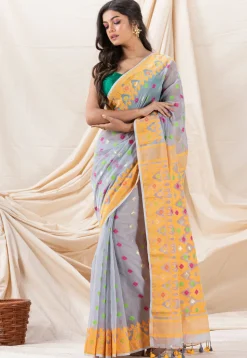 Handloom Cotton Saree in Light Blue