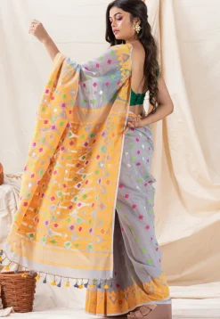 Handloom Cotton Saree in Light Blue