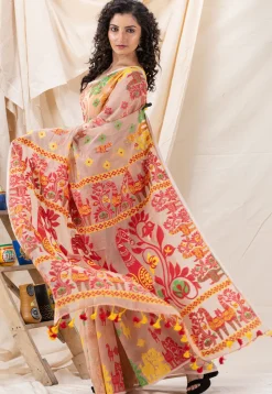 Handloom Cotton Saree in Beige
