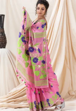 Handloom Cotton Saree in Pink