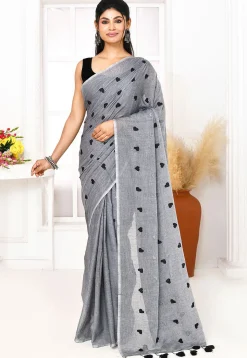 Handloom Cotton Saree in Grey