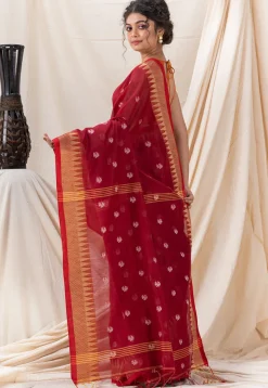 Handloom Cotton Saree in Maroon