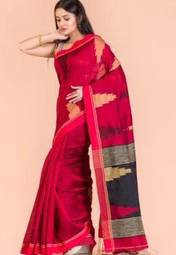 Handloom Cotton Saree in Red