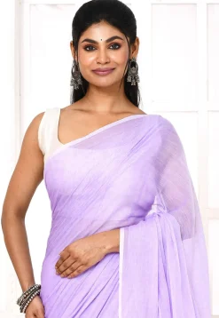 Handloom Cotton Saree in Light Purple