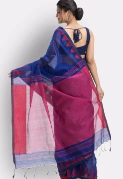 Handloom Cotton Saree in Royal Blue