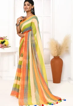 Handloom Cotton Saree in Multicolor