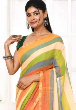 Handloom Cotton Saree in Multicolor